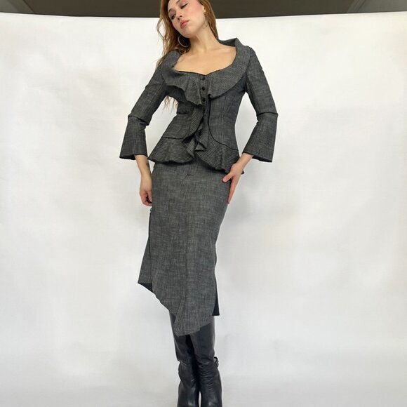 ISABEL DE PEDRO GREY TWO PIECE SKIRT SUIT SET - Picture 8 of 11